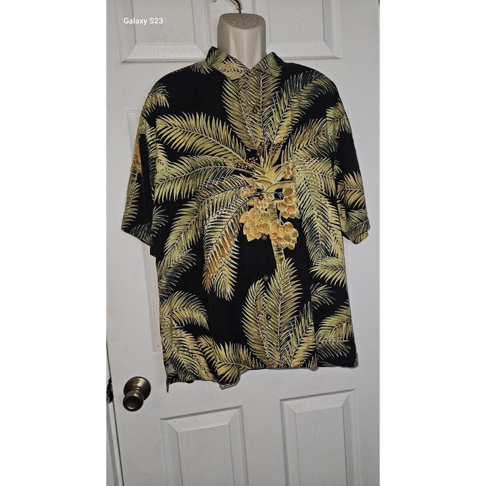 TOMMY BAHAMA Mens Tropical‎ Hawaiian Palms Button Down Silk Shirt Size L Resort - Picture 2 of 8